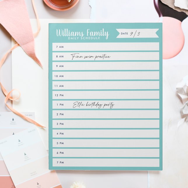 Custom Family Daily Planner or Homeschool Schedule Notepad (Creator Uploaded)
