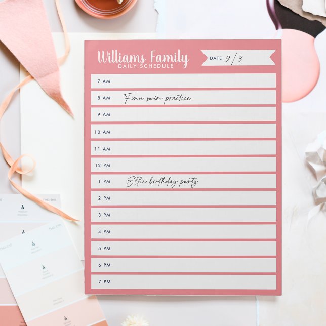 Custom Family Daily Planner or Homeschool Schedule Notepad (Creator Uploaded)