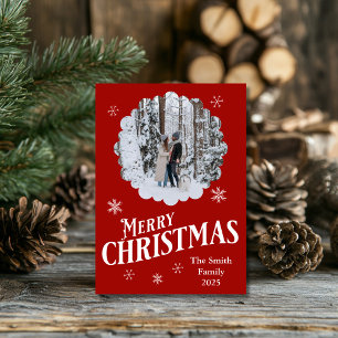 Custom Family & Dog Merry Christmas Photo Card