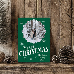 Custom Family & Dog Merry Christmas Photo Card