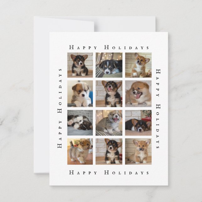 Custom Family Dog Photo Collage Puppy Christmas Holiday Card (Front)