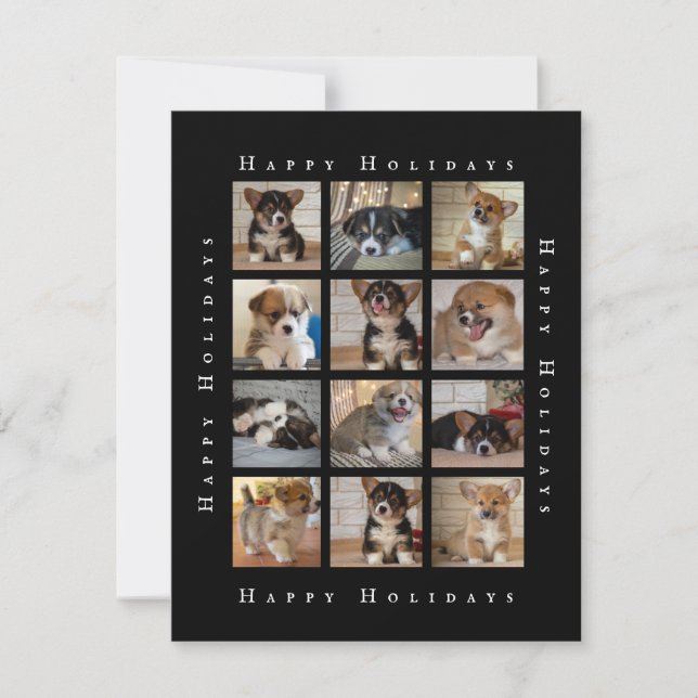 Custom Family Dog Photo Collage Puppy Christmas Holiday Card (Front)