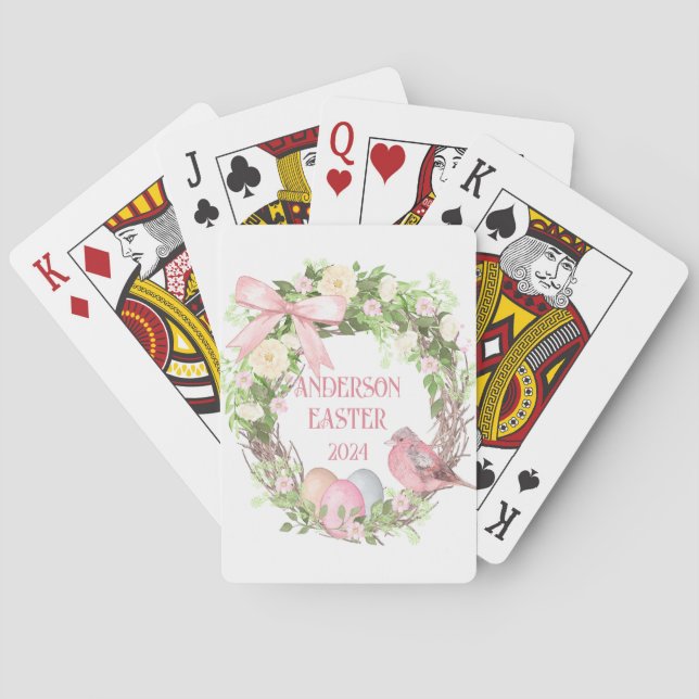 Custom Family Easter Wreath  Playing Cards (Back)