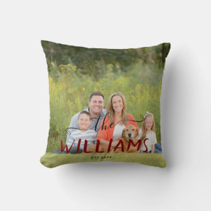 Custom Family Fancy Heart Script Simple Cushion