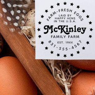 Custom Family Farm Logo   Retro Chicken Egg Self-inking Stamp