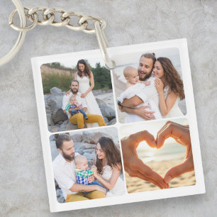 Custom Family Five Photo Personalised Key Ring