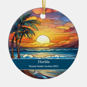 Custom Family Florida Beach Vacation Ceramic Ornament