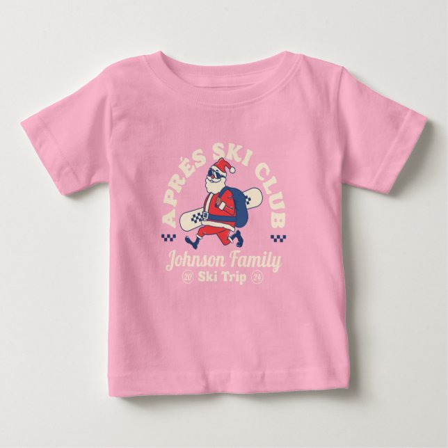 Custom Family Friends Group Ski Trip Snowboard Baby T-Shirt (Front)
