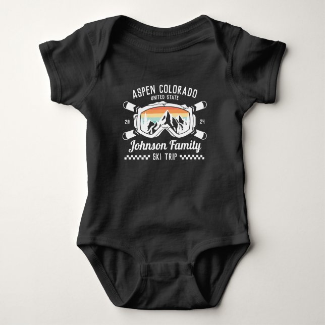 Custom Family Friends Ski Trip Group Matching  Baby Bodysuit (Front)