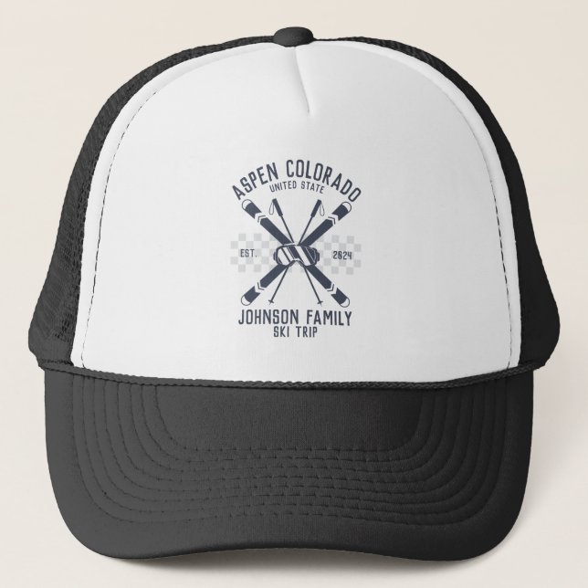 Custom Family Friends Ski Trip Group Matching  Trucker Hat (Front)