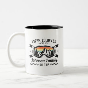 Custom Family Friends Ski Trip Group Matching  Two-Tone Coffee Mug