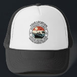 Custom Family Group Matching Cruise Trip  Trucker Hat<br><div class="desc">Sail in style with this Custom Family Group Matching Cruise Trip T-Shirt! Featuring a retro sunset, cruise ship, and palm trees, it's perfect for family vacations, reunions, or group cruises. Personalise it for a memorable keepsake. Ideal for cruise lovers who want fun, coordinated outfits for photos and unforgettable adventures. Stand...</div>
