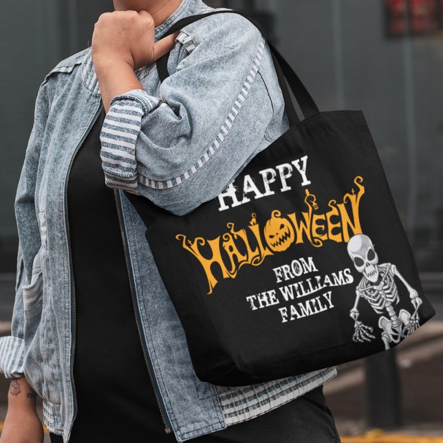 Custom Family Halloween Annual Party Skeleton Tote Bag (Creator Uploaded)