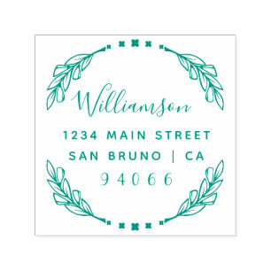 Custom Family Hand Drawn Wreath Return Address Self-inking Stamp