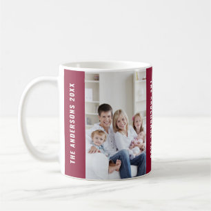 Custom Family Holiday Christmas Photo Deep Red Coffee Mug