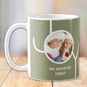 Custom Family Holiday Christmas Photo Green Coffee Mug