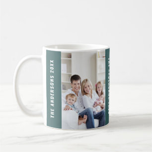 Custom Family Holiday Christmas Photo Green Coffee Mug