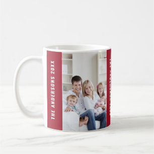 Custom Family Holiday Christmas Photo Red Coffee Mug
