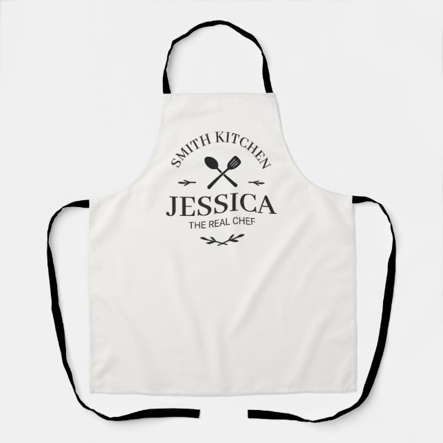 Custom Family Kitchen Apron with Name for Women (Front)