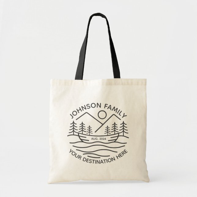 Custom Family Lake Camping Vacation Group Matching Tote Bag (Front)