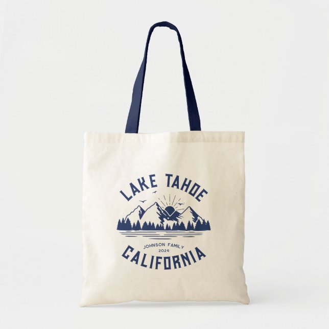 Custom Family Lake Camping Vacation Group Matching Tote Bag (Front)