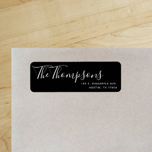 Custom Family Last Name Black Return Address Return Address Label