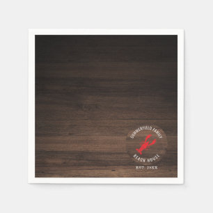 Custom Family Lobster Beach House Wood Effect Napkin