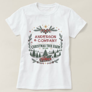 Custom Family Matching Christmas Tree Farm Name T-Shirt