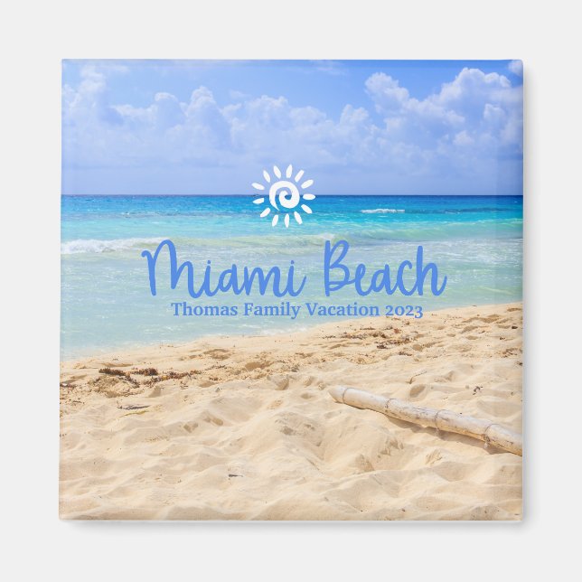 Custom Family Miami Beach Vacation Christmas Magnet (Front)