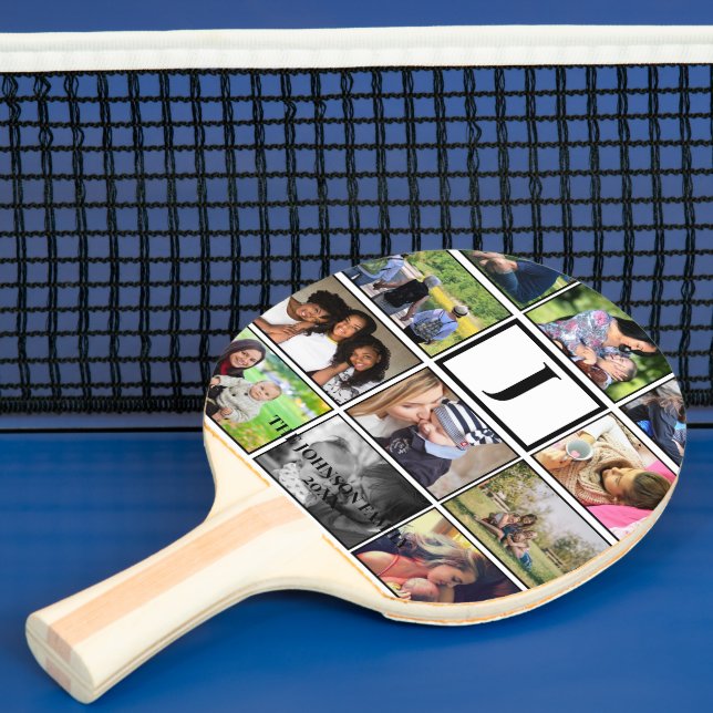 Custom Family Monogram 11 Photo Collage  Ping Pong Paddle (Insitu)