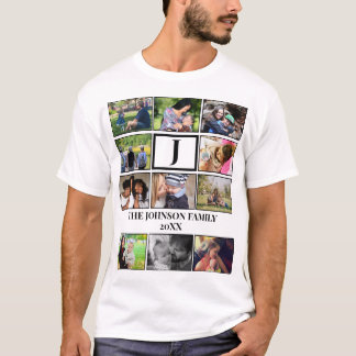 Custom Family Monogram 11 Photo Collage T-Shirt