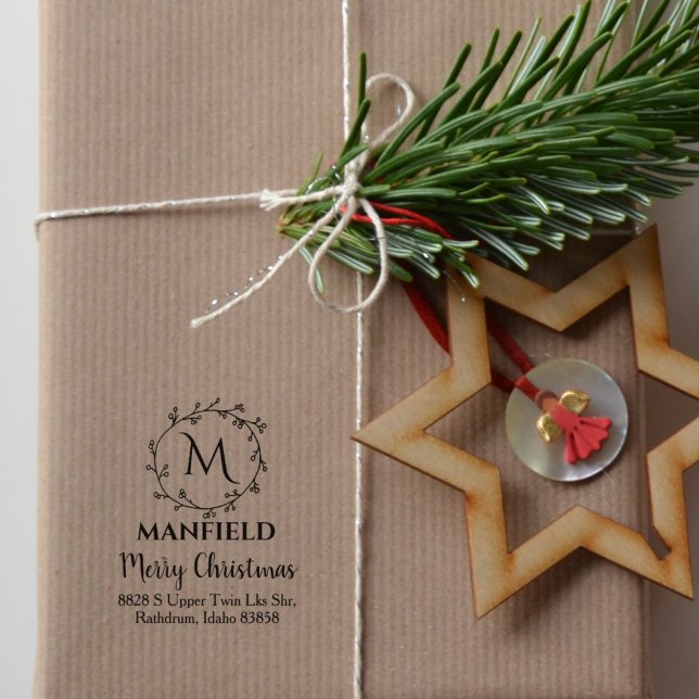 Custom Family Monogram, Merry Christmas,  Rubber Stamp (Creator Uploaded)