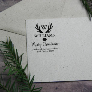 Custom Family Monogram, Merry Christmas,   Rubber Stamp