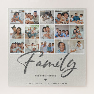 Custom Family Multi 15 Photo Collage Gallery Grid Jigsaw Puzzle