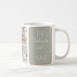 Custom Family Multi- photo 3 Collage Holiday  Coffee Mug