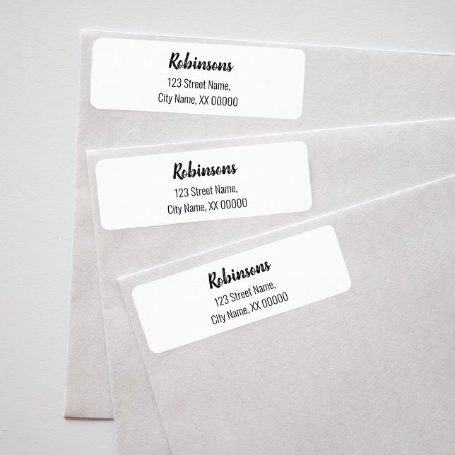 Custom Family Name Address Black White Return Address Label (Creator Uploaded)