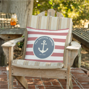 Custom Family Name American Flag Modern Farmhouse Cushion
