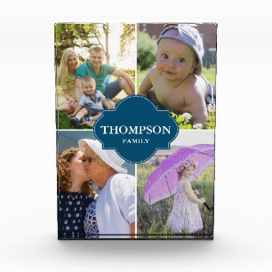 Custom Family name and Photos Blue Crest