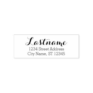 Custom Family Name and Return Address Whimsy font Self-inking Stamp