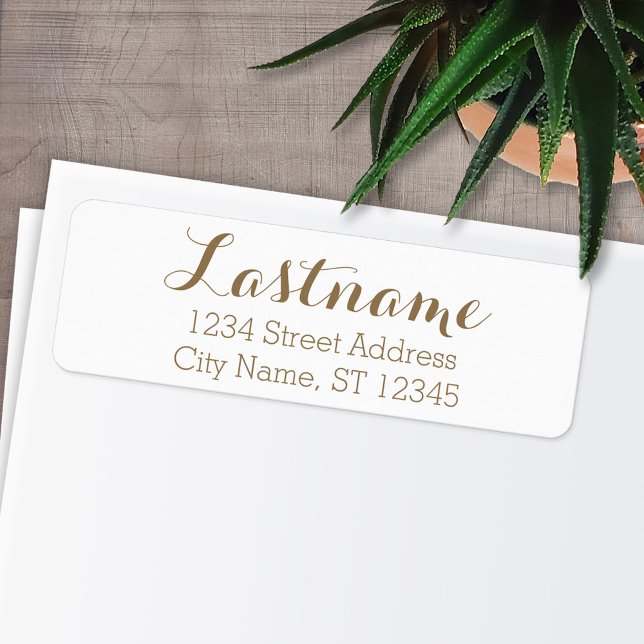 Custom Family Name and Return Address Whimsy Gold Label (Personalized Return Address Labels)