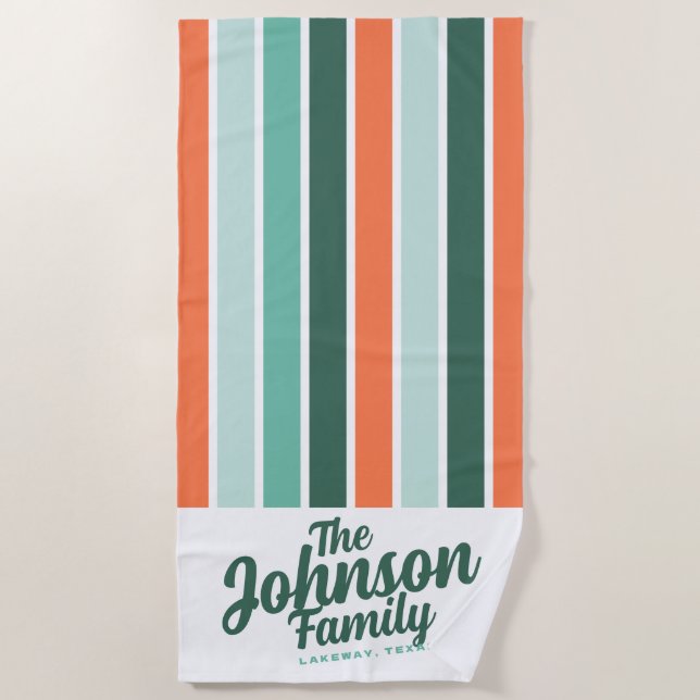 Custom Family Name Beach Towel - Poolside B (Front)