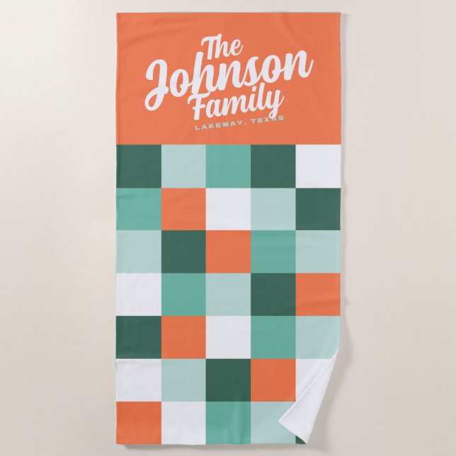 Custom Family Name Beach Towel - Poolside C (Front)