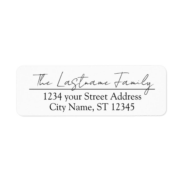 Custom Family Name Beautiful Script Return Address Label (Front)