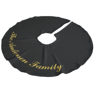 Custom Family Name Black Christmas Tree Skirt