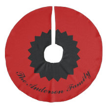 Custom Family Name Black Red Christmas Tree Skirt