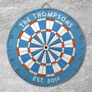 Custom Family Name Blue White Dartboard