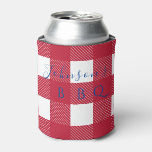 Custom Family Name Buffalo Check Can Cooler