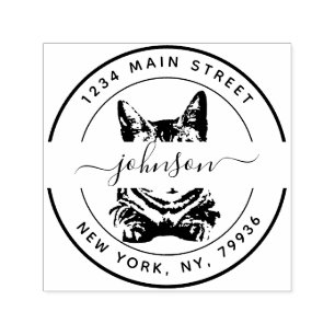 Custom Family Name  Cat Return Address Self-inking Stamp