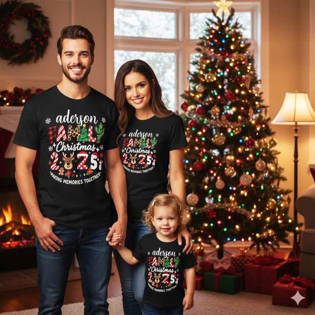 Custom Family Name Christmas 2025 Festive Holiday T-Shirt (Creator Uploaded)
