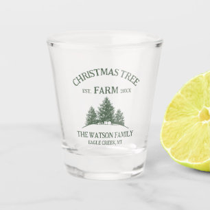 Custom Family Name Christmas Tree Farm Retro Shot Glass